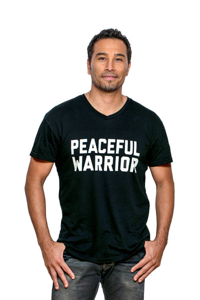 Peaceful Warrior Unisex V-Neck Tee Black