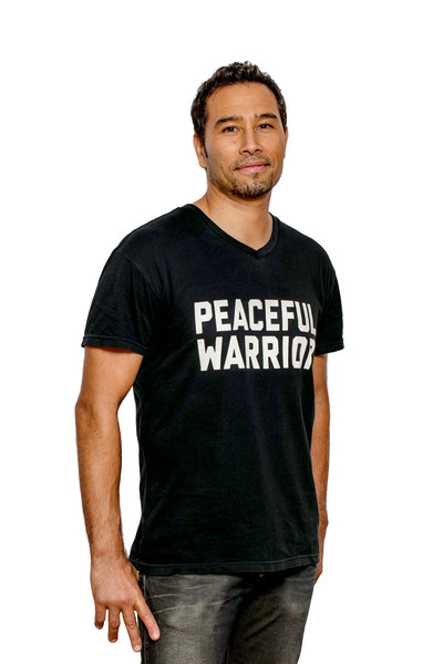 Peaceful Warrior Unisex V-Neck Tee Black