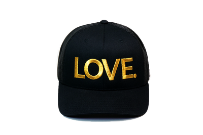 LOVE All Caps Trucker Black/Gold