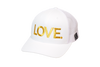 LOVE All Caps Trucker White/Gold