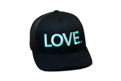 LOVE All Caps Trucker Black/Turquoise