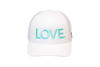 LOVE All Caps Trucker White/Turquoise