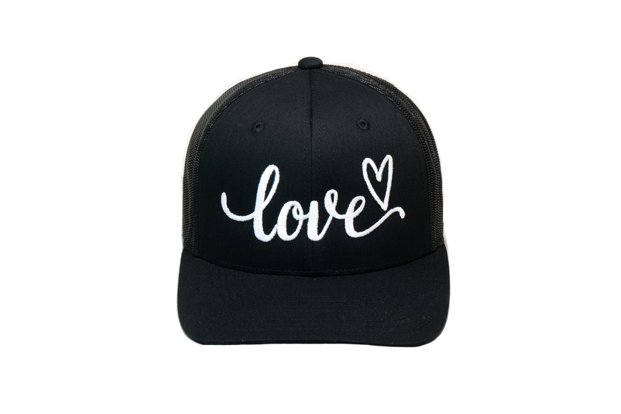 Love Cursive Trucker Black