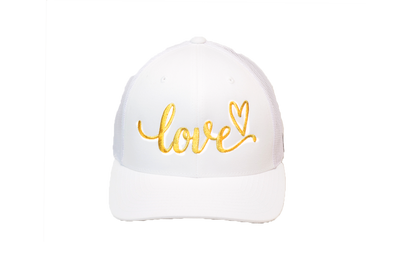 Love Cursive Trucker White/Gold