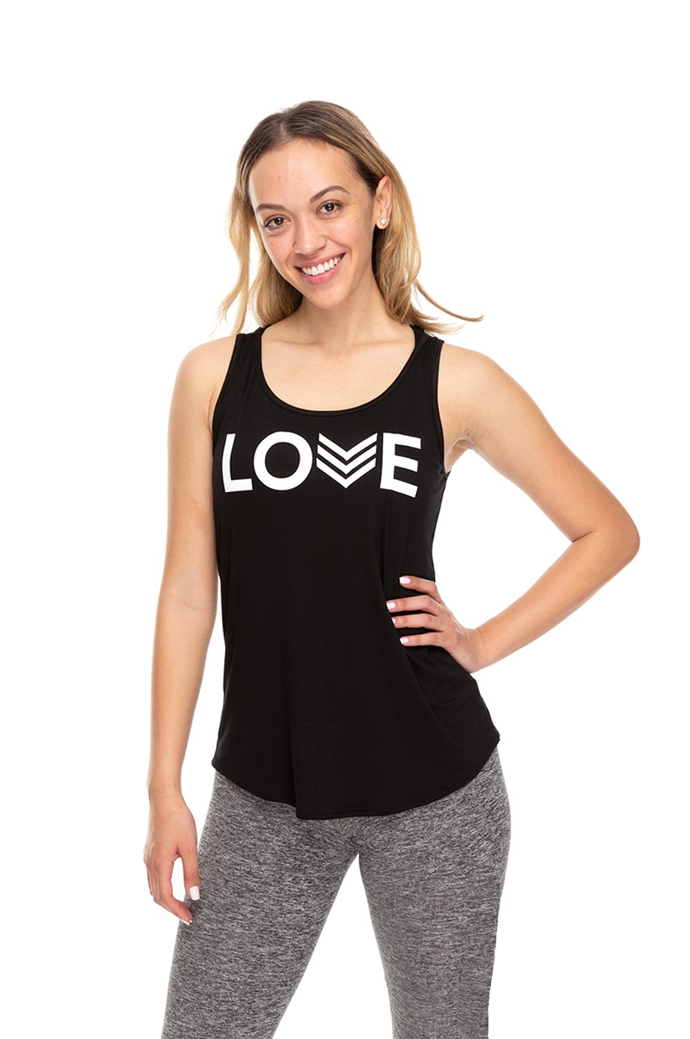 Love Chevron Tank - Black/White Chevron