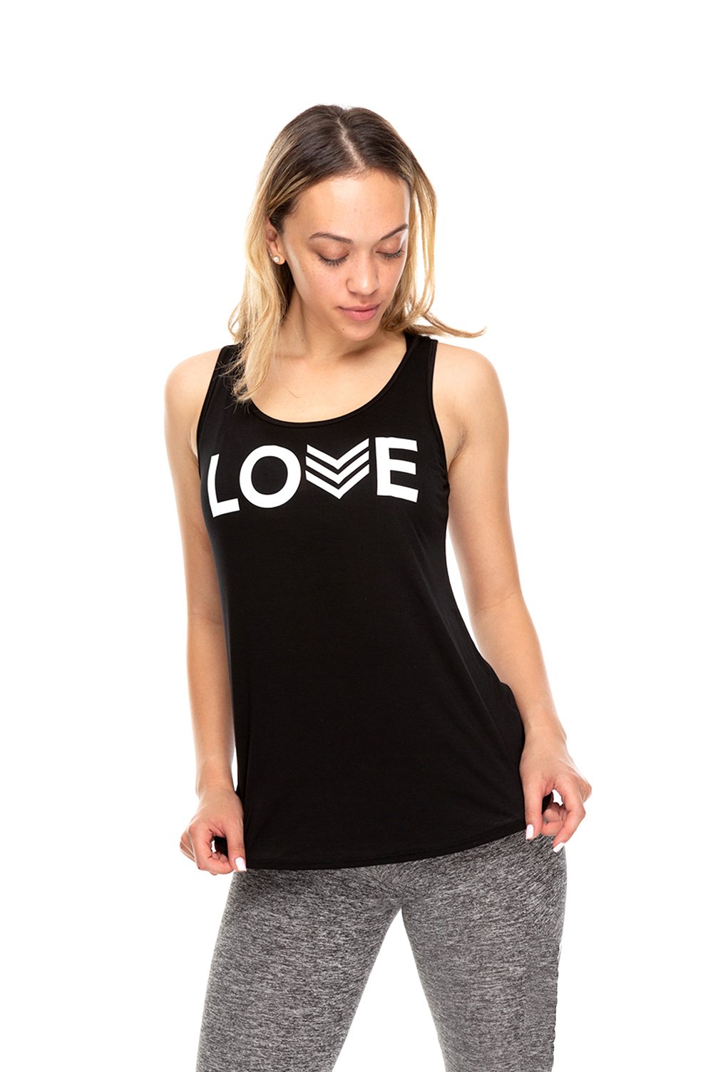 Love Chevron Tank - Black/White Chevron
