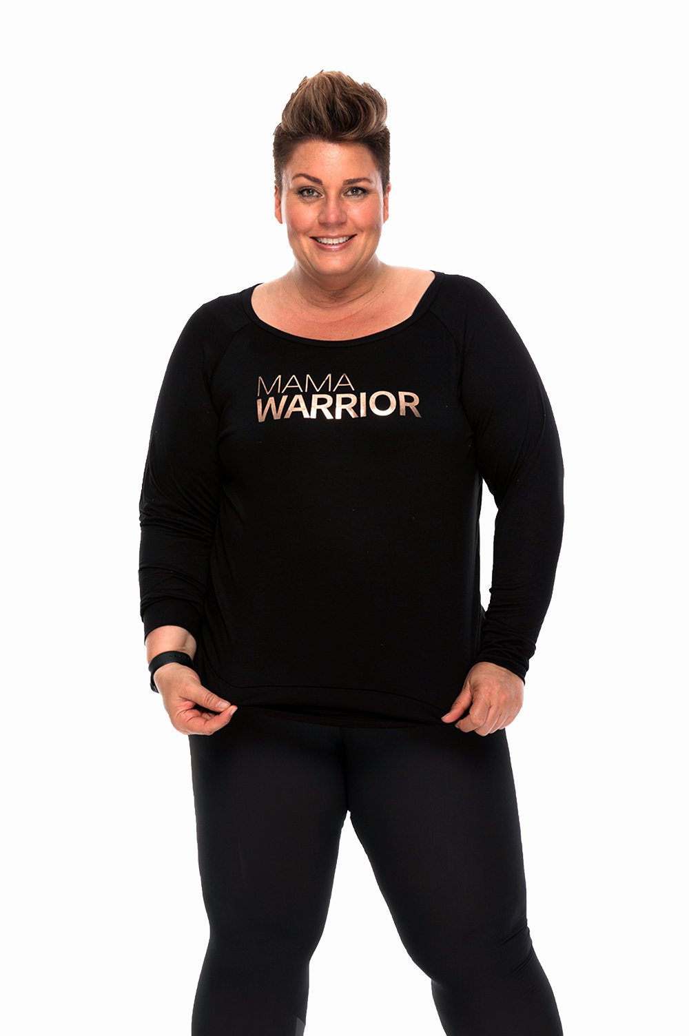 Mama Warrior Long Sleeve Tee Black/Rose Gold