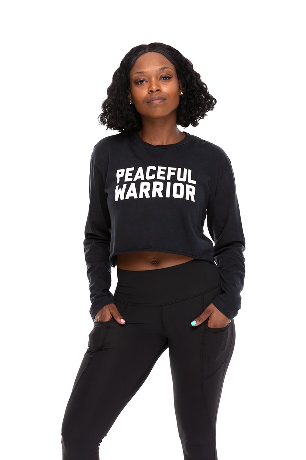 Peaceful Warrior Crop Long Sleeve Tee