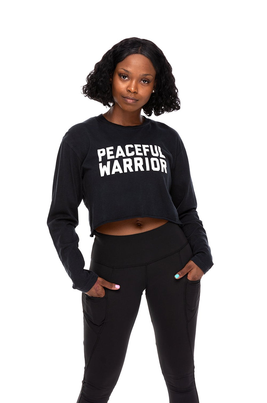 Peaceful Warrior Crop Long Sleeve Tee
