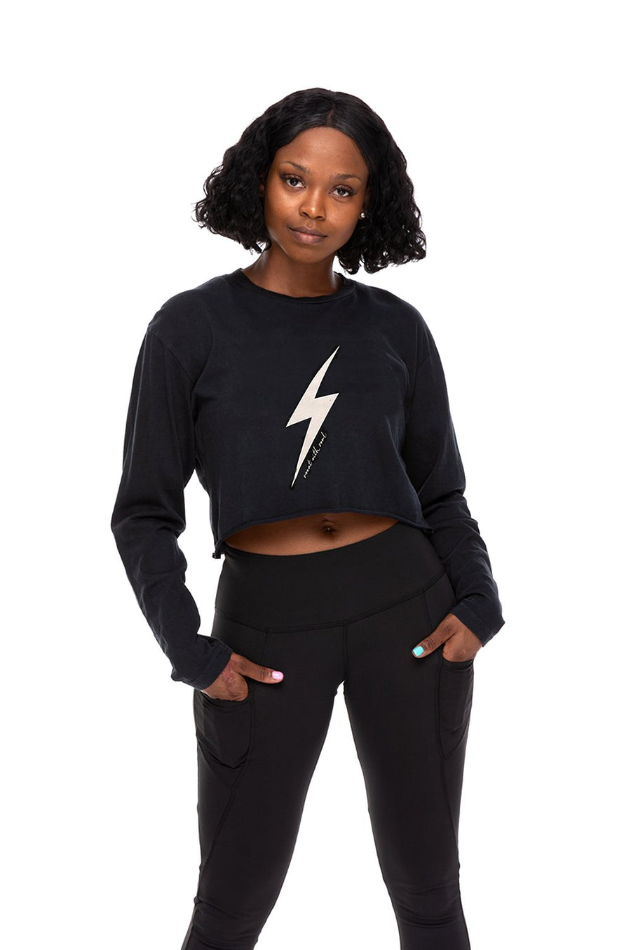 Thunderbolt Crop Long Sleeve Tee