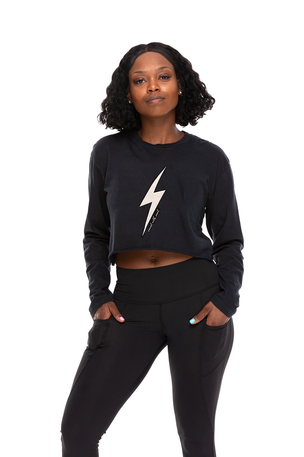 Thunderbolt Crop Long Sleeve Tee