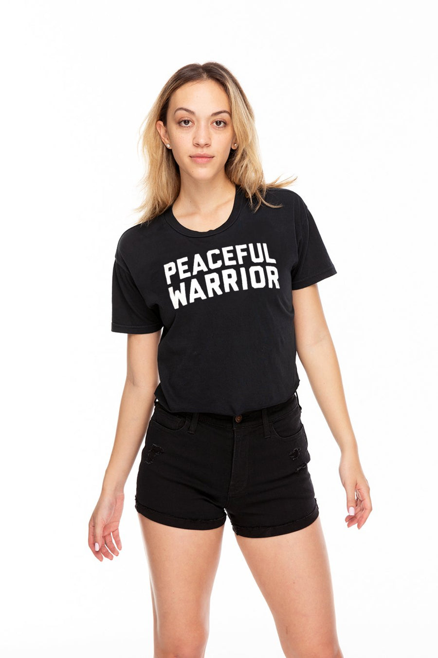 Peaceful Warrior Crop Crew Neck Tee