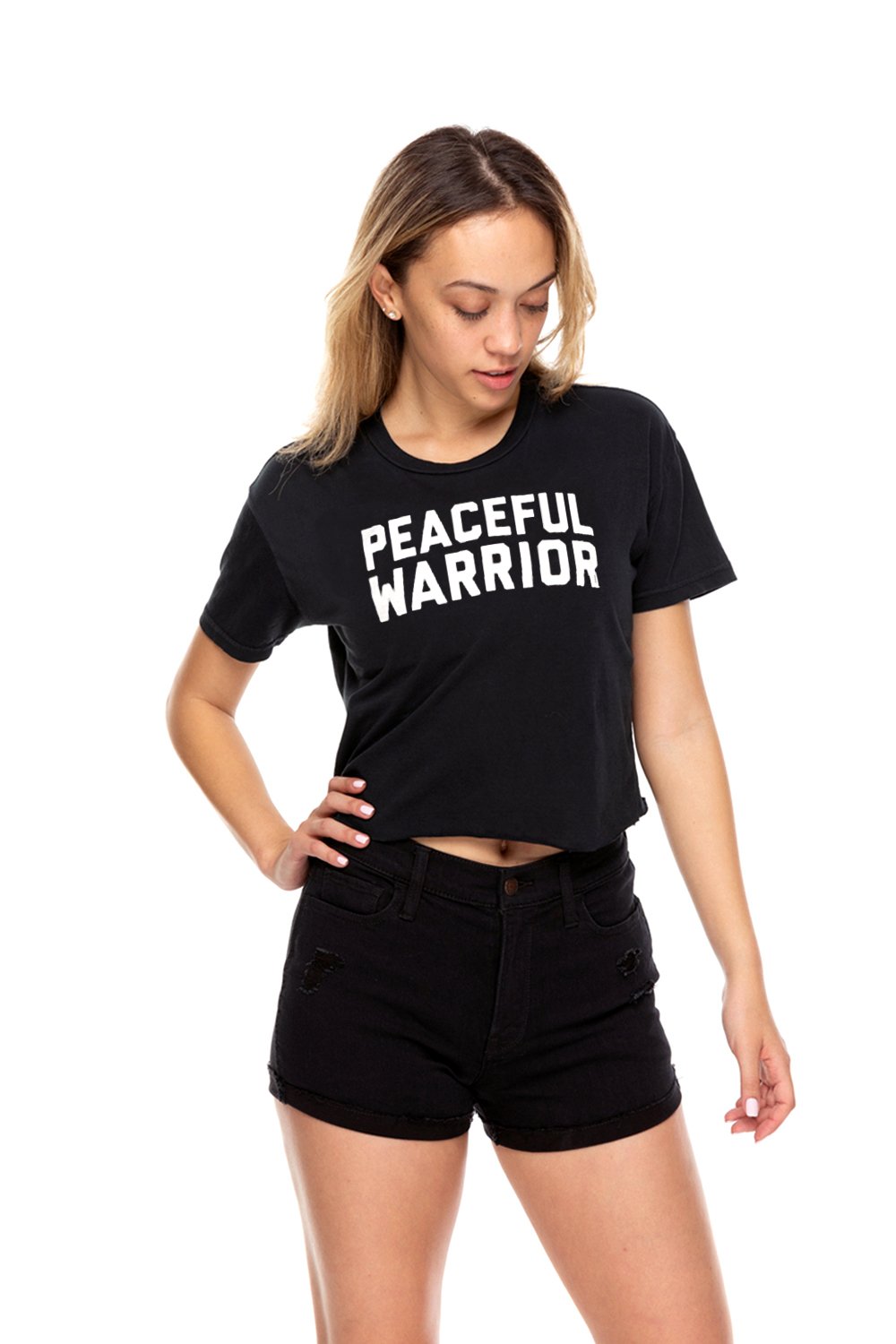 Peaceful Warrior Crop Crew Neck Tee