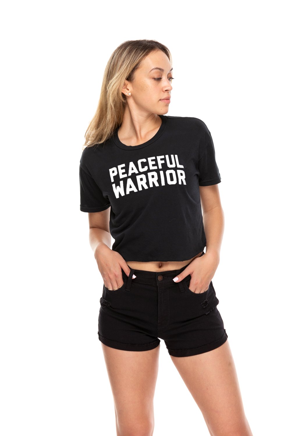 Peaceful Warrior Crop Crew Neck Tee