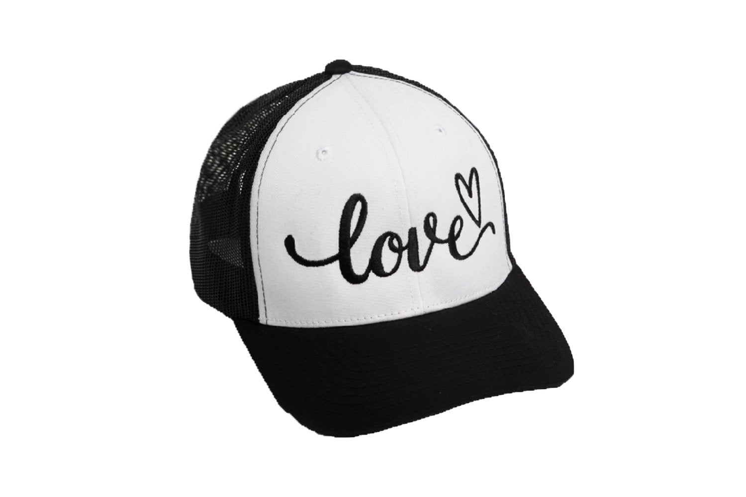 Love Cursive Trucker Black/White/Black